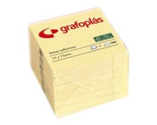 BLOC 100 NOTAS ADHESIVAS 75X75MM AMARILLAS GRAFOPLAS 65205460 (MIN12) (Espera 4 dias)