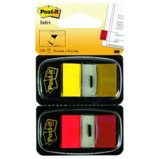 PACK 2 DISPENSADORES X 50 MARCADORES INDEX 25,4X43,2MM COLORES ROJO/AMARILLO 680-RY2 POST-IT 7000052571 (Espera 4 dias)