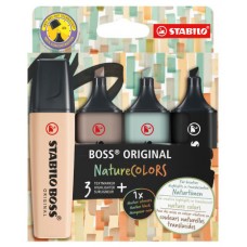 STABILO BOSS ORIGINAL NatureColors marcador 4 pieza(s) Punta de cincel Beige, Negro, Verde, Gris claro (Espera 4 dias)