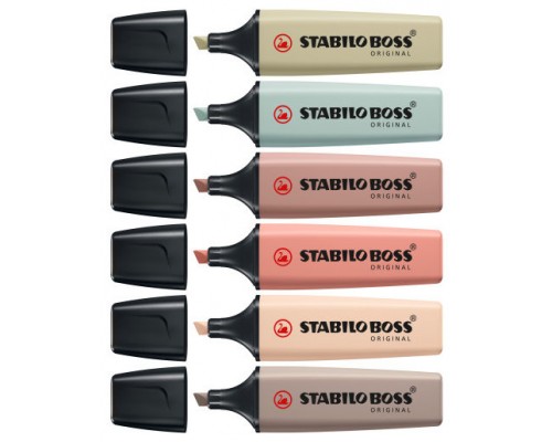 STABILO BOSS NatureColors marcador 6 pieza(s) Punta de cincel Negro, Bronce, Marrón, Verde, Gris, Verde claro (Espera 4 dias)