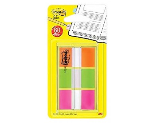 BLISTER DISPENSADOR 60 MARCADORES INDEX 25,4X43,2MM NARANJA/ROSA/VERDE 680-ROYN POST-IT 7100102571 (Espera 4 dias)