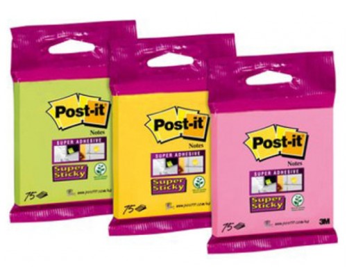 BLISTER BLOC 90 HOJAS NOTAS ADHESIVAS 76X76MM SUPER STICKY 654 COLORES SURTIDOS 6820-SS3N POST-IT 7100172224 (Espera 4 dias)