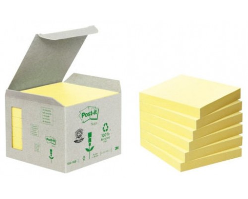 PACK 6 BLOCS 100 HOJAS NOTAS RECICLADAS ADHESIVAS 76X76MM AMARILLO CAJA CARTÓN 654-1B POST-IT 7100172252 (Espera 4 dias)