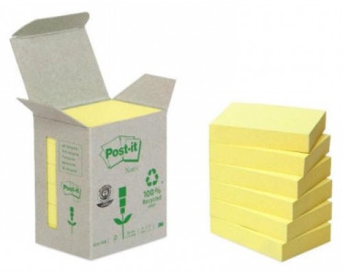 PACK 6 BLOCS 100 HOJAS NOTAS RECICLADAS ADHESIVAS 38X51MM CANARY YELLOW CAJA CARTÓN 653-1B POST-IT 7100172254 (Espera 4 dias)