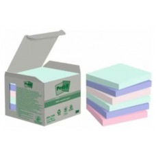 PACK 6 BLOCS 100 HOJAS NOTAS RECICLADAS ADHESIVAS 76X76MM COLORES SURTIDO PASTEL CAJA CARTÓN 654-1GB-N POST-IT 7100259123 (Espera 4 dias)