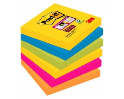 PACK 6 BLOCS 90 HOJAS NOTAS ADHESIVAS 76X76MM SUPER STICKY COLORES VARIADOS 654-6SS-CARN POST-IT 7100265522 (Espera 4 dias)