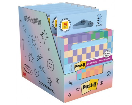 DISPENSADOR DE CARTON 90 HOJAS Z-NOTES RECICLADO SUPER STICKY 76X76 MM AZUL LAVADO R330-1RSSB POST-IT 7100399315 (Espera 4 dias)