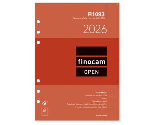RECAMBIO ANUAL 2026 R1093 OPEN1000 155X215MM SEMANA VISTA HORIZONTAL FINOCAM 711590026 (Espera 4 dias)