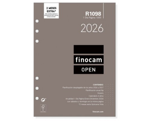 RECAMBIO ANUAL 2026 R1098 OPEN1000 155X215MM DIA PAGINA FINOCAM 711680026 (Espera 4 dias)