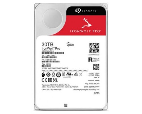 Seagate IronWolf Pro ST30000NT011 disco duro interno 30 TB 7200 RPM 512 MB 3.5" Serial ATA III (Espera 4 dias)
