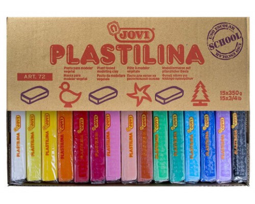 CAJA EXPOSITORA 15 PASTILLAS PLASTILINA 350 G COLORES SURTIDOS JOVI 72S (Espera 4 dias)