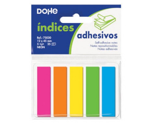 BLISTER 5 BLOCS DE 25 ÍNDICES EN 5 COLORES SURTIDOS NEON 12X45 DOHE 75020 (Espera 4 dias)