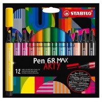 ESTUCHE ARTY CON 12 COLORES-ROTULADOR PREMIUM CON PUNTA BISELADA PEN 68 MAX STABILO 768/12-21 (Espera 4 dias)