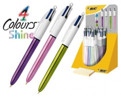 BOLIGRAFO DE 4 COLORES SHINE 1MM CON CUERPO AZUL METÁLICO BIC 982874 (MIN12) (Espera 4 dias)