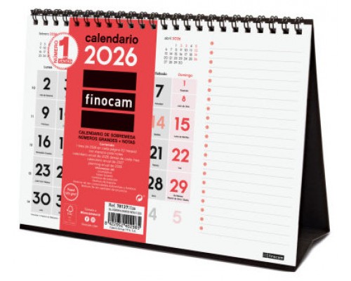CALENDARIO 2026 SOBREMESA NEUTRO NUMEROS GRANDES+NOTAS S 210X150MM FINOCAM 781370026 (Espera 4 dias)