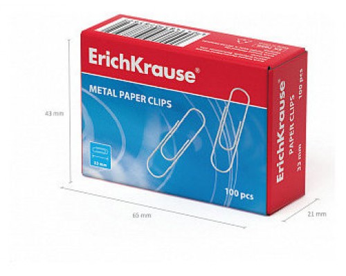 CAJA 100 CLIPS DE PAPEL NIQUELADOS 33MM ERICH KRAUSE 7856 (Espera 4 dias)