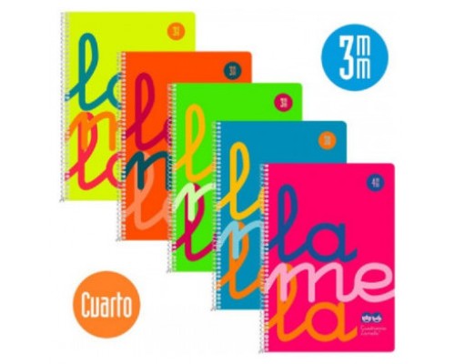 CUADERNO CUARTO FLÚOR POLIPROPILENO RAYADO 3 MM.COLORES SURTIDOS LAMELA 7CTP003S (MIN5) (Espera 4 dias)