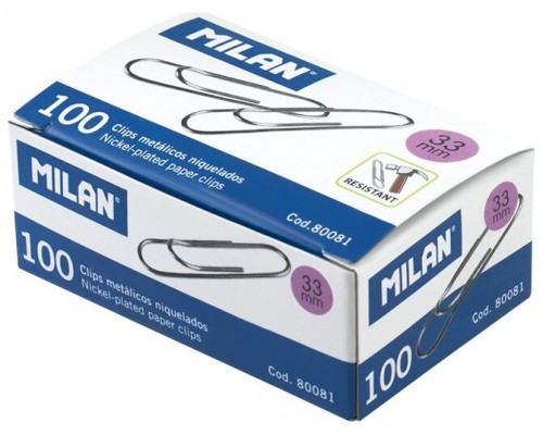 MILAN CLIPS NIQUELADOS 33MM - CAJA DE 100U