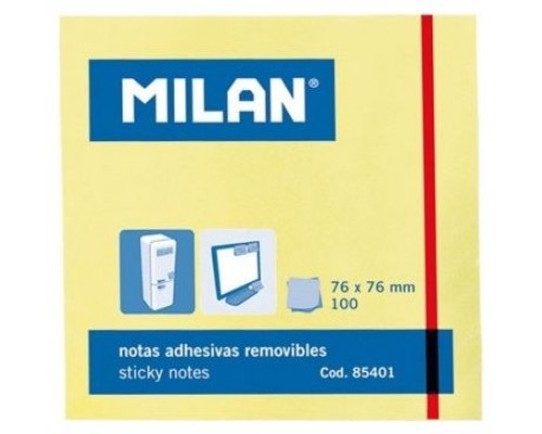 MILAN BLOC NOTAS ADHESIVAS 100 HOJAS 76X76MM AMARILLO