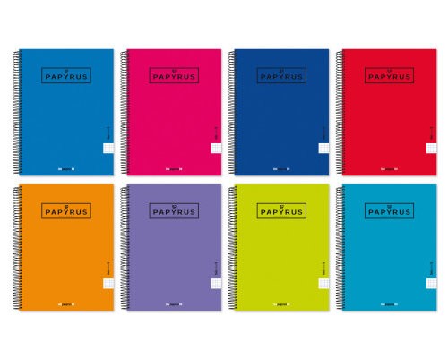 CUADERNO TAPA CARTON FORRADA EXTRADURA UNICOLOR5 A4+ 120 HOJAS 90GR. 5X5 COLORES SURTIDOS PAPYRUS 88463199 (MIN5) (Espera 4 dias)