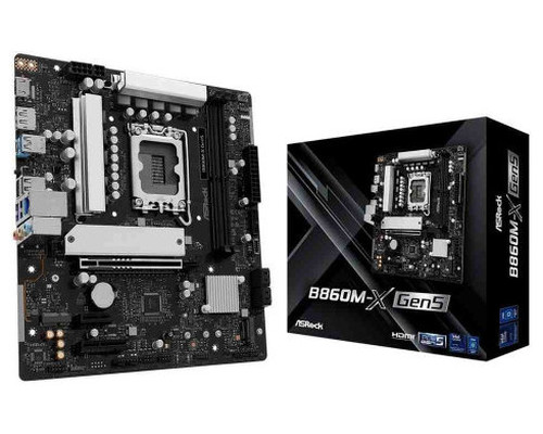 PLACA ASROCK B860M-X GEN5,INTEL,1851,B860,2DDR5,128GB,1HDMI+1DP,4SATA3+2M.2,2.5GBELAN,7USB3.2,MATX (Espera 4 dias)