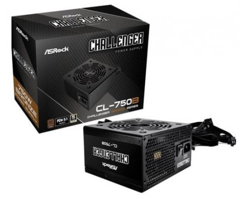 FUENTE ALIMENTACION ASROCK CL-750B,PSU,750W,80 PLUS BRONZE,120MM,ACTIVE PFC,PCI-E 5.1 (12+4pin)x1,PCI-E (6+2 pin)x4,SATA (5 pin)x4 (Espera 4 dias)