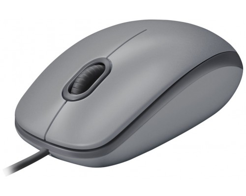 LOGITECH Raton M110 gris con cable USB, 3 botones, Silencioso