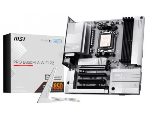 PLACA MSI PRO B850M-A WIFI PZ,AMD,AM5,B850,4DDR5,256GB,1HDMI+1DP,4SATA3+2M.2,5G LAN,6USB3.2,MATX (Espera 4 dias)