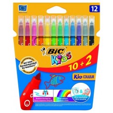 ESTUCHE 10+2 ROTULADORES ULTRALAVABLES KID COULEUR TRAZO 0,8MM. 12 COLORES BIC 9202942 (Espera 4 dias)