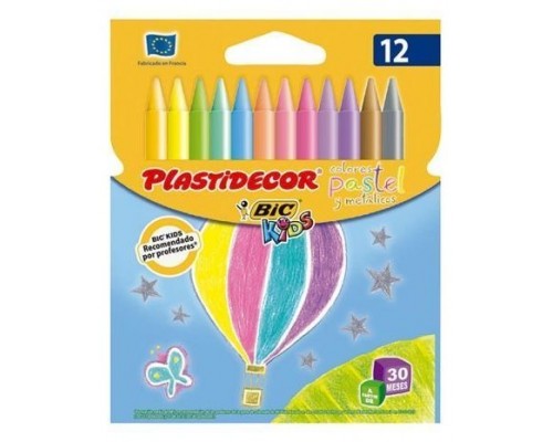ESTUCHE 12 CERAS DE COLORES PASTEL PLASTIDECOR PASTEL BIC 9339613 (Espera 4 dias)