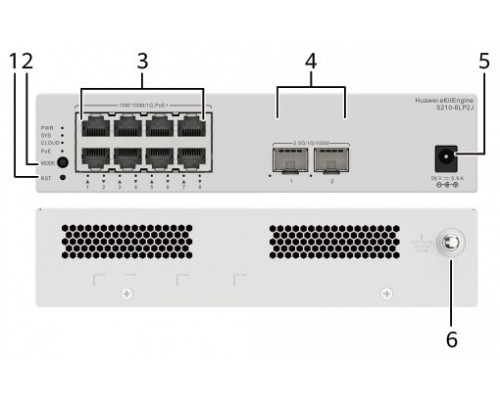 HUAWEI S210-8LP2J (8*10/100/1000BASE-T PORTS (32W POE+), 2*2.5GE SFP PORTS, WITH 1*AC POWER ADAPTER, FANLESS)" (Espera 4 dias)