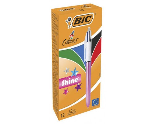 BOLIGRAFO DE 4 COLORES SHINE 1MM CON CUERPO ROSA METÁLICO BIC 982875 (MIN12) (Espera 4 dias)