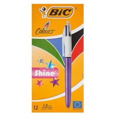 BOLIGRAFO DE 4 COLORES SHINE 1MM CON CUERPO PURPURA METÁLICO BIC 982876 (MIN12) (Espera 4 dias)