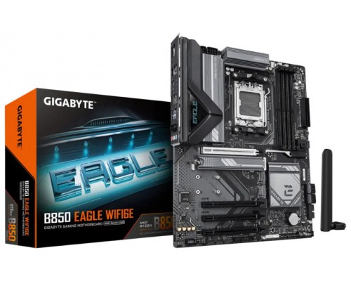 GIGABYTE B850 EAGLE WIFI6E Placa Base - Procesadores AMD Ryzen Serie 9000, VRM digital de 8+2+2 fases, hasta 8200MHz DDR5 (OC), 1xPCIe 5.0 + 2xPCIe 4.0 M.2, LAN GbE, WIFI 6E, USB 3.2 Gen 2 (Espera 4 dias)