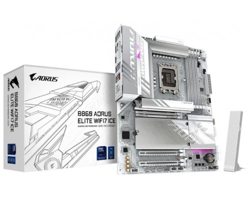 GIGABYTE B860 AORUS ELITE WIFI7 ICE Placa base - CPUs Intel Core Ultra, VRM de 14+1+2+1 fases, hasta 9200MHz DDR5, 1xPCIe 5.0 + 2xPCIe 4.0 M.2, LAN 2,5 GbE, WIFI 7, USB 4 (Espera 4 dias)
