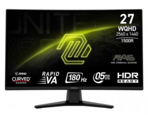 MSI MONITOR MAG 274CQF. 27" RAPID VA CURVO 1500R. 2560X1440 . 180HZ. NEGRO (Espera 4 dias)