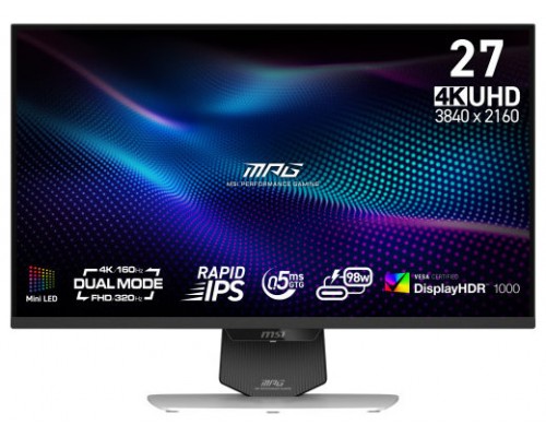 MSI MPG 274URDFW E16M pantalla para PC 68,6 cm (27") 3840 x 2160 Pixeles 4K Ultra HD LED Negro, Blanco (Espera 4 dias)