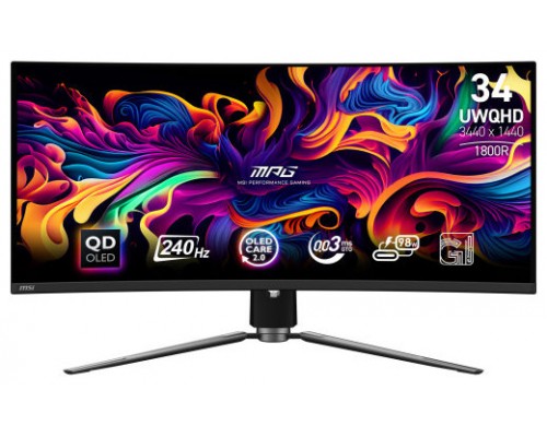 MSI MPG 341CQPX QD-OLED pantalla para PC 86,4 cm (34") 3440 x 1440 Pixeles UltraWide Quad HD Negro (Espera 4 dias)