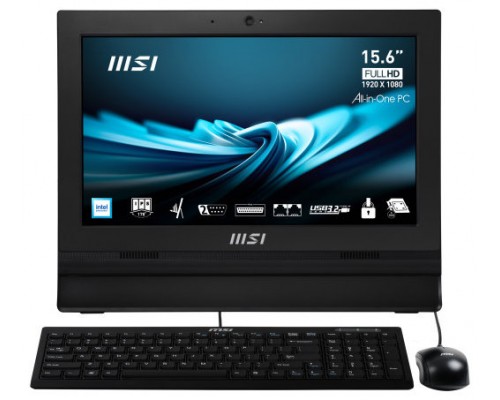 MSI Pro AP162T ADL-042XEU All-in-One PC Intel® N N100 39,6 cm (15.6") 1920 x 1080 Pixeles Pantalla táctil PC todo en uno 8 GB DDR4-SDRAM 256 GB SSD Wi-Fi 6E (802.11ax) Negro (Espera 4 dias)