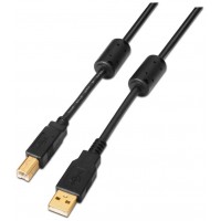 AISENS - CABLE USB 2.0 IMPRESORA ALTA CALIDAD CON FERRITA, TIPO A/M-B/M, NEGRO, 2.0M