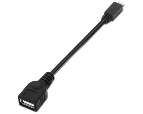 AISENS - CABLE USB 2.0 OTG, TIPO MICRO B/M-A/H, NEGRO, 15CM