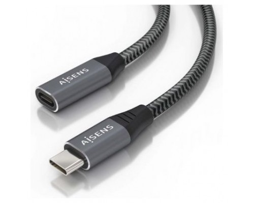 AISENS - CABLE USB 3.2 GEN2x2 ALUMINIO 20GBPS 8K@30HZ 5A 100W, TIPO USB-C/M-USB-C/H, GRIS, 0.5M