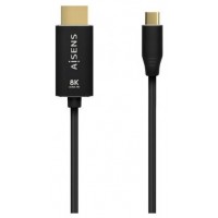 AISENS - CABLE CONVERSOR ALUMINIO USB-C A HDMI 2.1 8K@60HZ, USB-C/M-HDMI/M, NEGRO, 1.0M