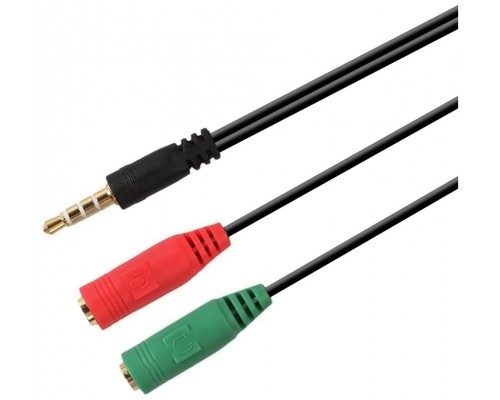 CABLE ADAPTADOR AISENS AUDIO JACK 3.5 4P/M-2XJACK 3.5 3P/H 20CM