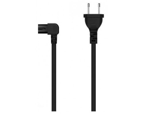 AISENS - CABLE ALIMENTACION ACODADO FORMA 8, CEE7/16/M-C7/H, NEGRO, 3.0M