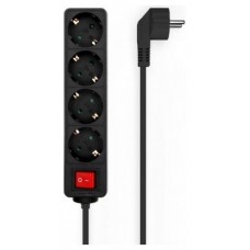 AISENS - BASE MULTIPLE 4 TOMAS CON INTERRUPTOR CON CABLE 3x1.5MM2, NEGRO, 1.4M