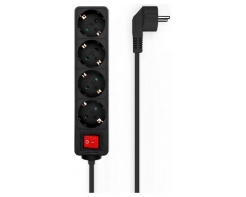 AISENS - BASE MULTIPLE 4 TOMAS CON INTERRUPTOR CON CABLE 3x1.5MM2, NEGRO, 1.4M