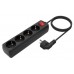 AISENS - BASE MULTIPLE 4 TOMAS CON INTERRUPTOR CON CABLE 3x1.5MM2, NEGRO, 1.4M