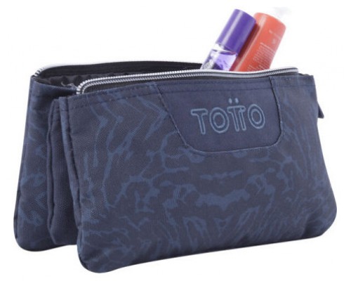 ESTUCHE ESCOLAR TRES COMPARTIMENTOS AZUL Y NEGRO GEOMETRIC - TABLERO TOTTO AC52ECO012-2210Z-3JG (Espera 4 dias)