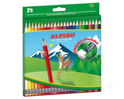 Alpino AL013658 laápiz de color Negro, Azul, Burdeos, Bronce, Marrón, Coral, Verde, Azul claro, Verde claro, Rosa claro, Cal, Caoba, Marina, Ocre, Naranja, Melocotón, Rosa, Púrpura, Rojo, Violeta, Blanco, Amarillo 24 pieza(s) (